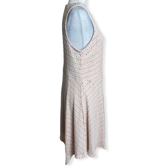 CATO Dress V-Neck Fit-n-Flare Light Pink Cream Asymmetrical Hem Women's Size 14 - Picture 6 of 9